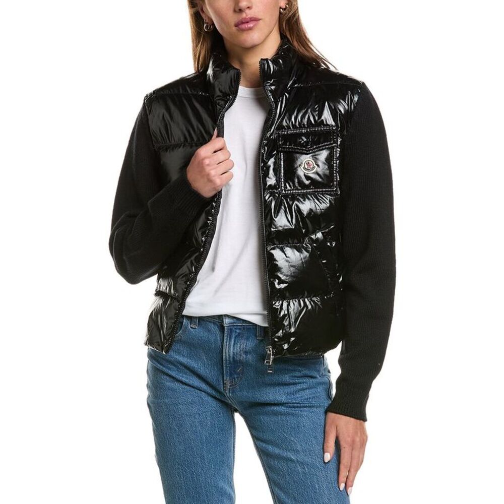 Moncler Womens Wool Cardigan, Black